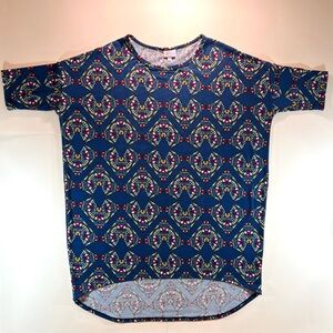 LuLaRoe Irma Stained Glass Print Tunic Blue Top Medium